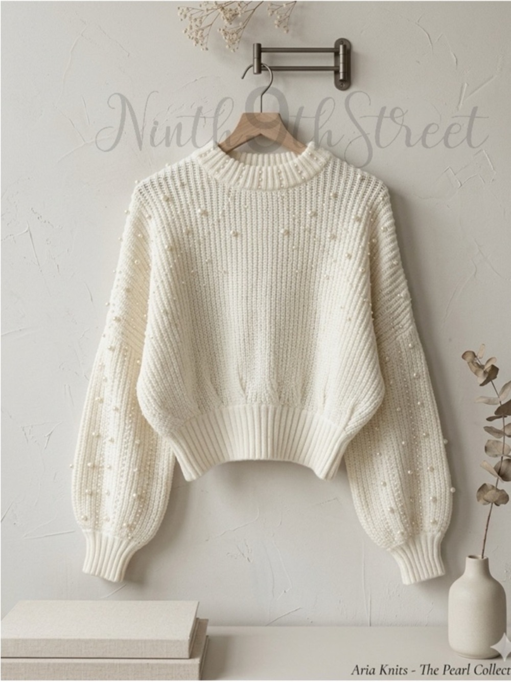 Farm Rio Pearl Embroidered Bubble Sweater Off White Knit NWT Medium - Picture 2 of 16